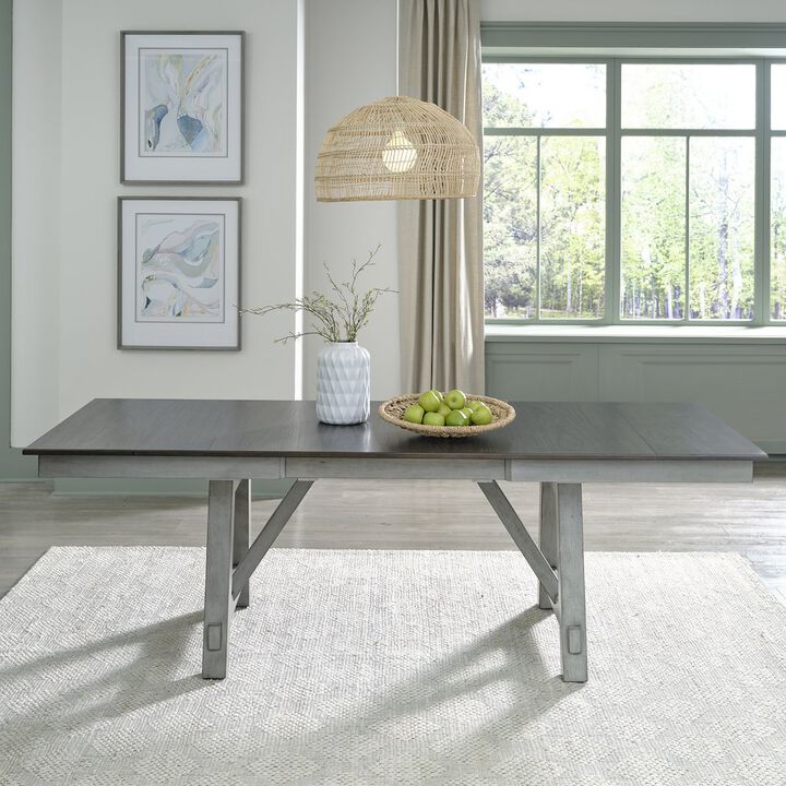 Liberty Furniture Newport Trestle Table Set in Rubberwood Solids w/ Mindy Veneers