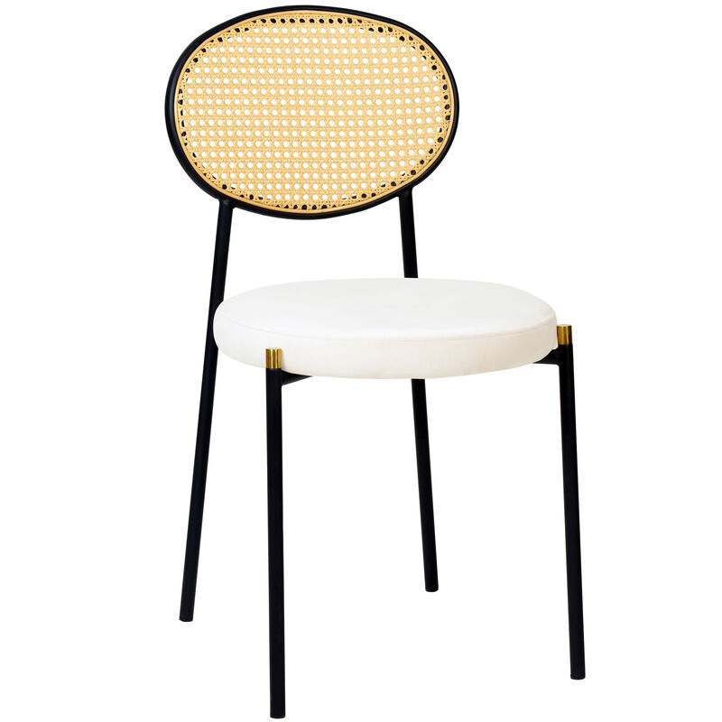 LeisureMod Euston Modern Dining Chair with Wicker Back and Velvet Seat, Indoor Kitchen, Dining Room, Home, Contemporary Side Chair Seating