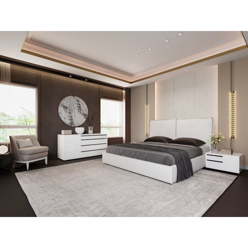 Casabianca Home Aria Queen Storage Bed In White Pu Leather