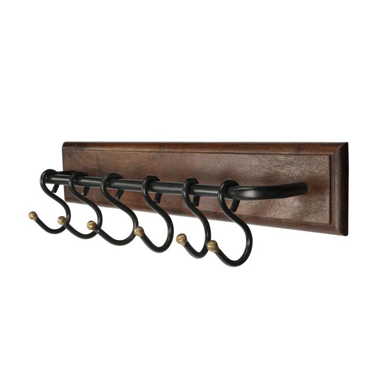 Butler Specialty Glendo Iron & Wood Wall Rack, Medium Brown