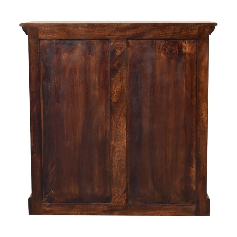 Light Walnut  Solid Wood Cabinet with Glazed Doors