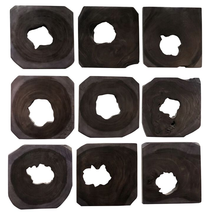 Bahati Ebony Wood Wall Art (Set of 9)