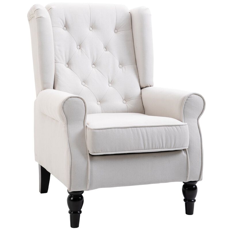 Cream Living Room Luxury: High Back Accent Chair with Removable Cushion