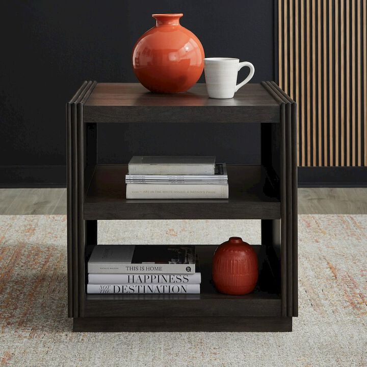 Liberty Furniture Modern Edge End Table for Living Room Contemporary - Caffe Brown