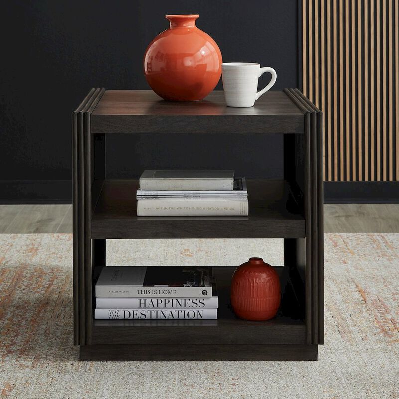 Liberty Furniture Modern Edge End Table for Living Room Contemporary - Caffe Brown image number 1