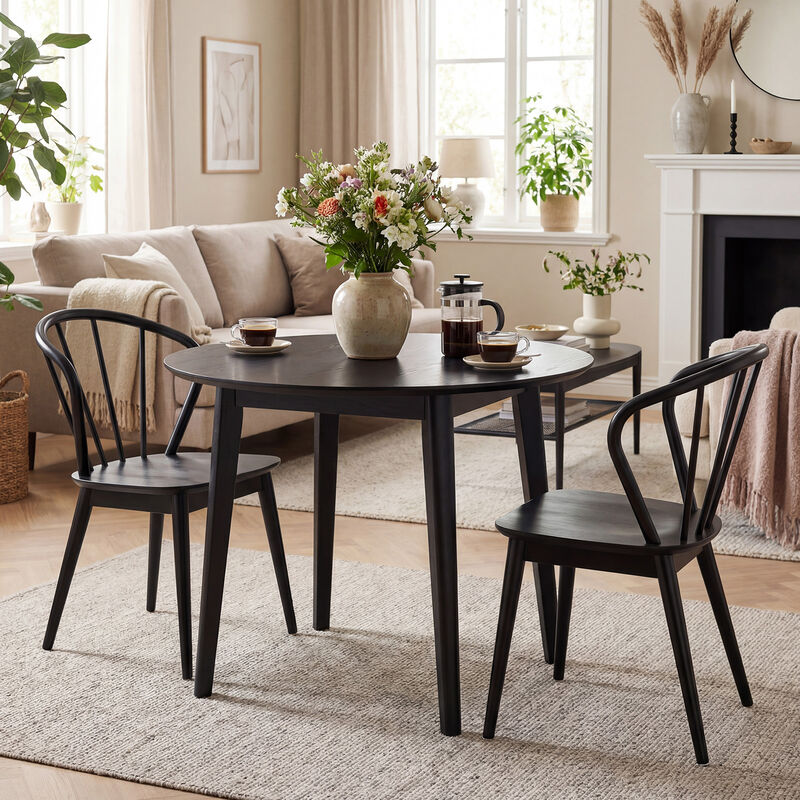 High Spindle Back Wooden Dining Chair Set of 2 with Wide Seat image number 2