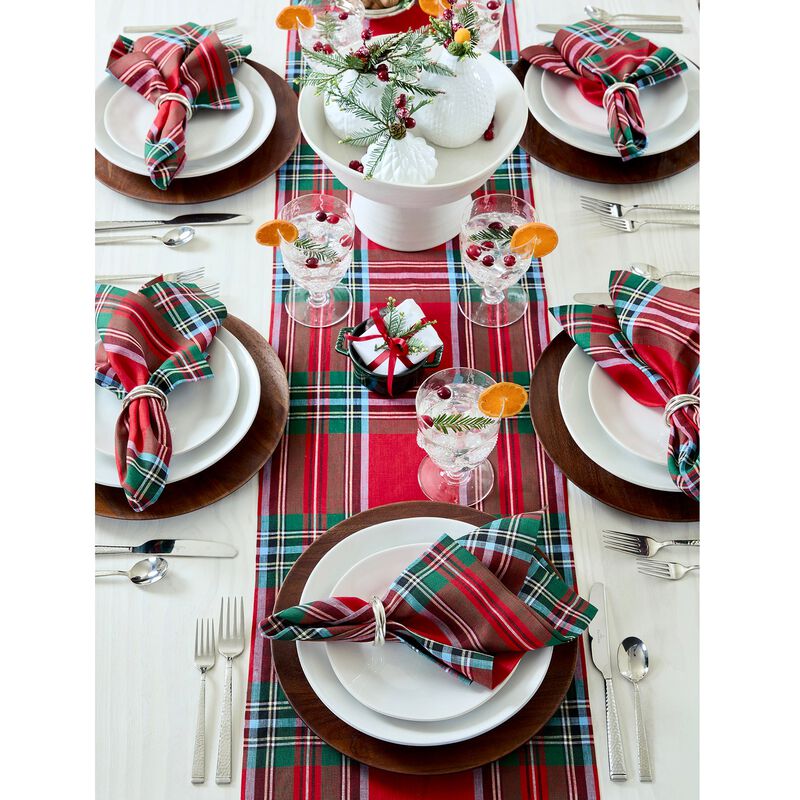 Christmas Linen Table Runner - Madras Holiday Plaid, Solino Home
