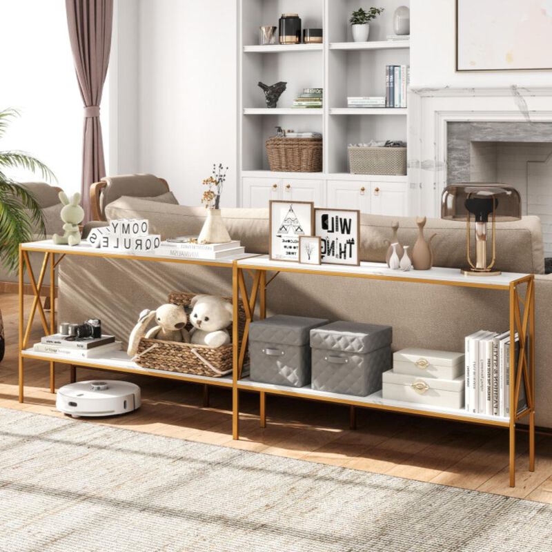 Hivvago Narrow Console Table 2-Tier Entryway Table with Storage