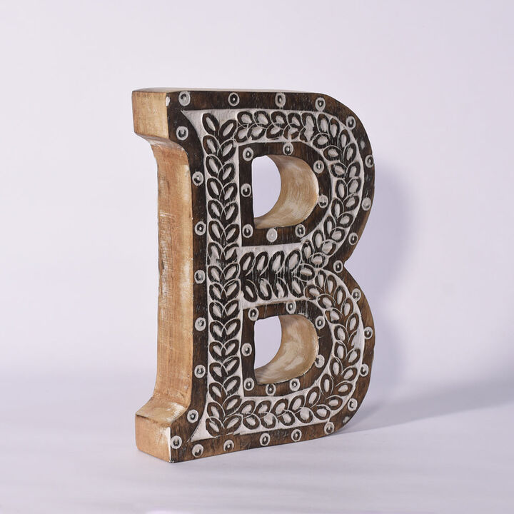 Vintage Natural Handmade Eco-Friendly "B" Alphabet Letter Block For Wall Mount & Table Top Décor