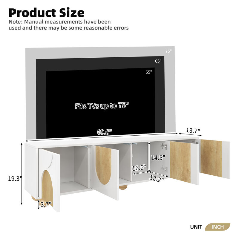 Merax Farmhouse TV Stand with Cable Holes for TVs up