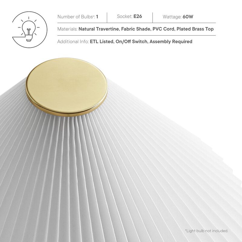 Modway Cove Modern Travertine Table Lamp in Travertine image number 9