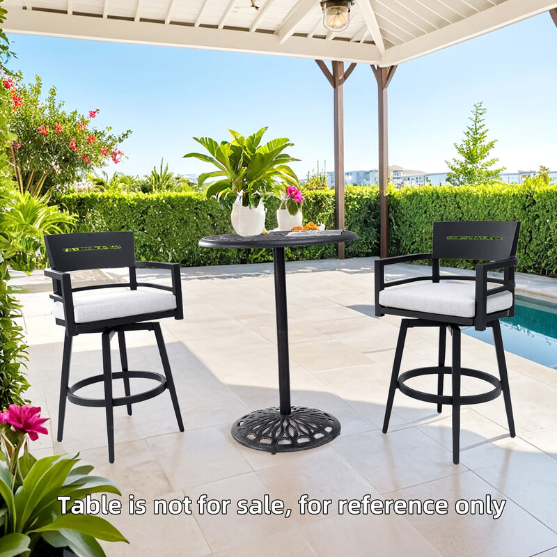 Durable Outdoor Bar Stools 2-Piece Set &ndash; Aluminum Frame, 360&deg; Swivel, Weather-Resistant Cushions, Ergonomic Comfort for Patio or Deck image number 5