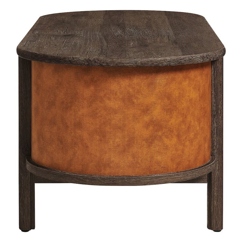 Coralie Curved Vegan Leather Oval Coffee Table image number 3