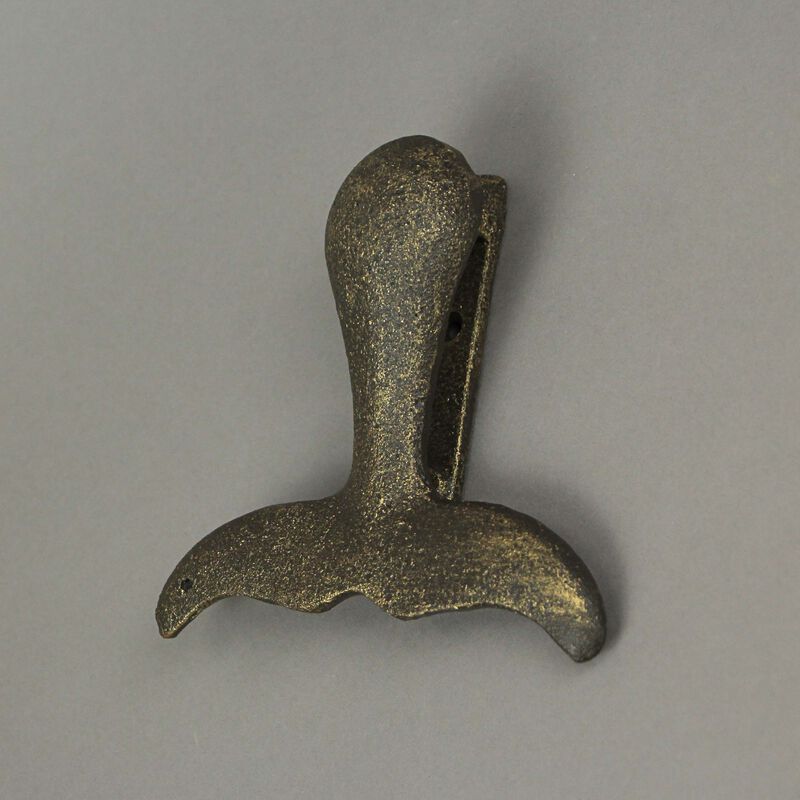 Cast Iron Whale Tail Door Knocker Bronze Decorative Coastal Accent Nautical image number 3