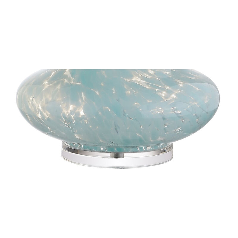 HomeRoots 29" Light Blue And Clear Teardrop Glass Table Lamp With Drum Shade image number 2