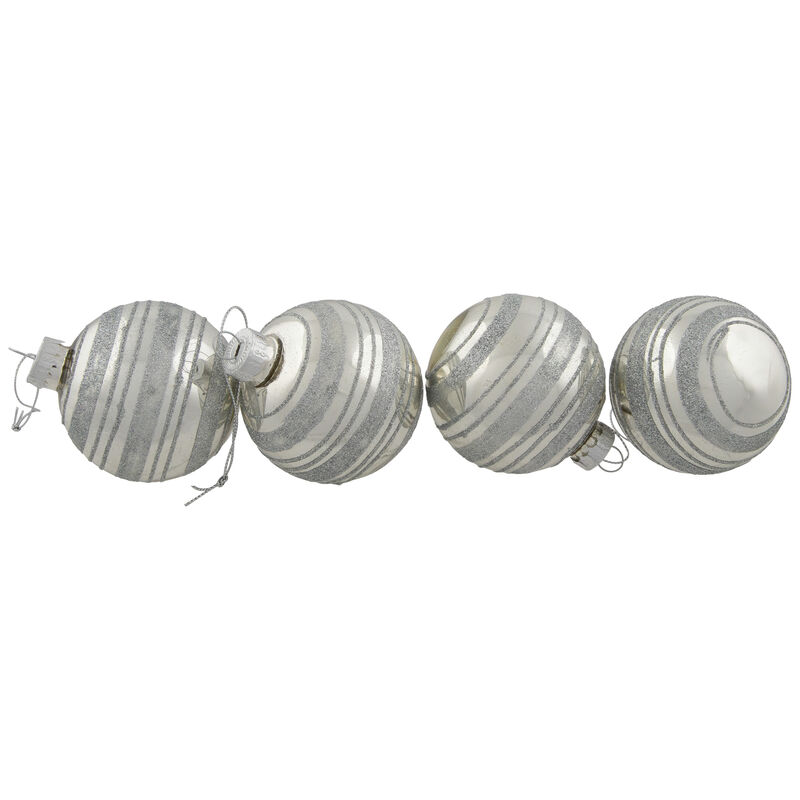 Set of 4 Silver Christmas Ball Ornaments 2.5" (67mm) image number 6
