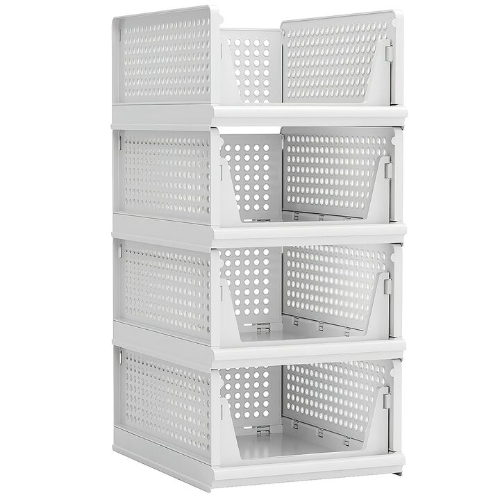 4 Packs Plastic Storage Box Closet Organizer