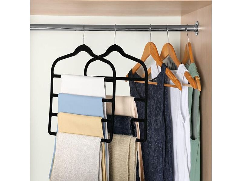 Velvet Pants Hanger | Space-Saving Non-Slip Shorts Hanger for Jeans & Slacks image number 2