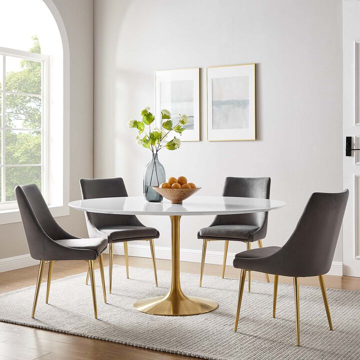 Modway - Lippa 60" Round Wood Dining Table Gold White