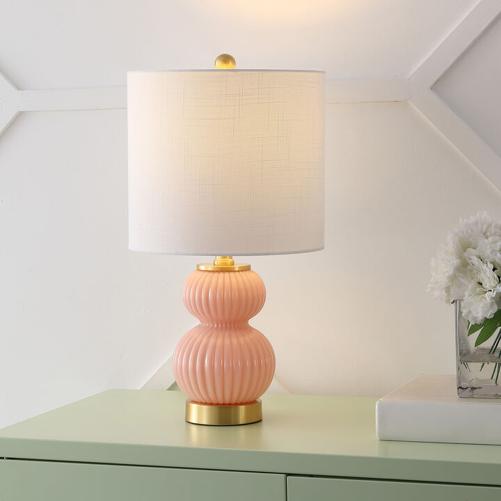 Daphne 20" Contemporary Transitional Metal/Glass Ribbed Gourd LED Table Lamp