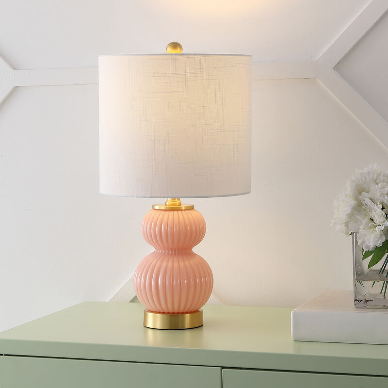 Daphne 20" Contemporary Transitional Metal/Glass Ribbed Gourd LED Table Lamp