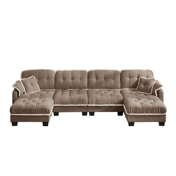 Ziworl Cloud U-Shaped Sofa with 4 Pillows