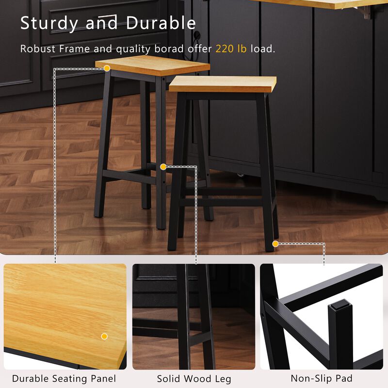 Merax Modern Kitchen Island with 2 Bar Stools