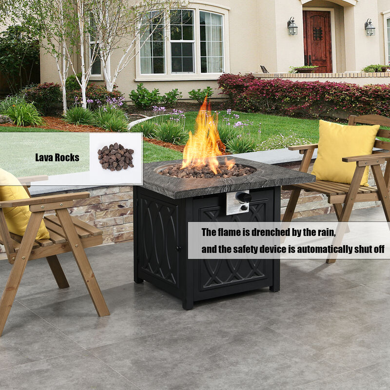 32-inch Square 50,000 BTU Auto-Ignition Propane Gas Firepit with Waterproof Cover