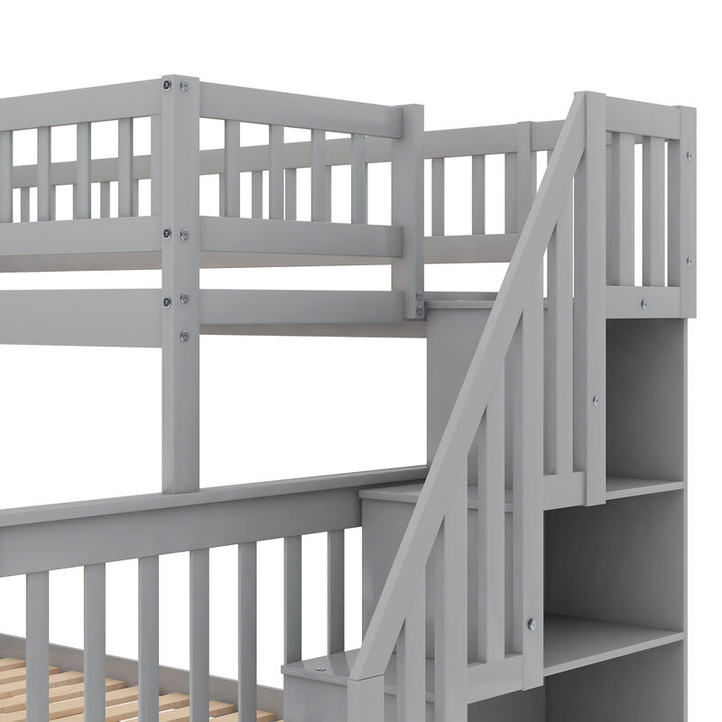 Merax Twin over Full Bunk Bed with Trundle and Staircase