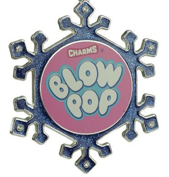 3.25" Blue and Pink Candy Logo Snowflake Christmas Ornament