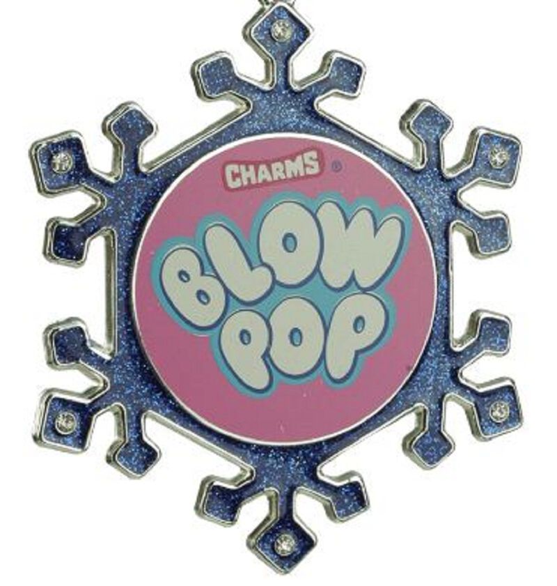 3.25" Blue and Pink Candy Logo Snowflake Christmas Ornament image number 1