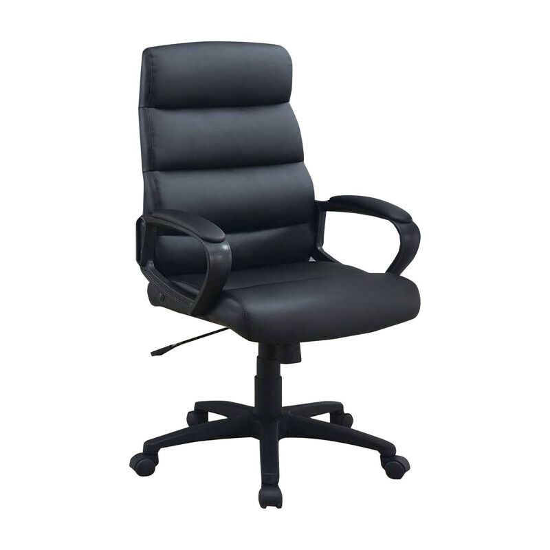 Office Chair with Horizontally Tufted Padded Back, Black-Benzara