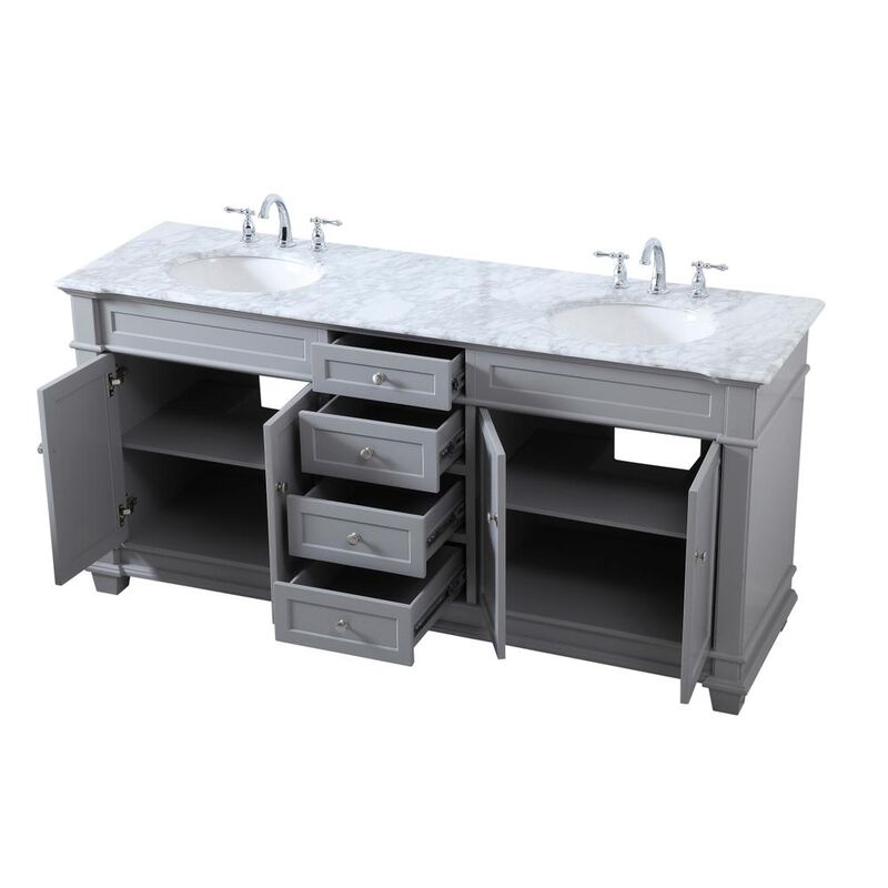 Elegant Kitchen and Bath 72 inch Double Bathroom Vanity set in Grey
