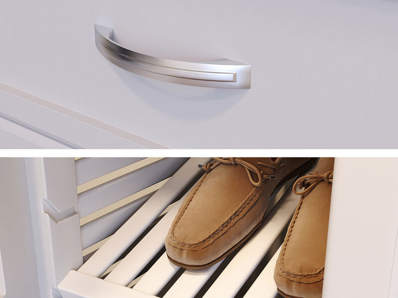 Solid Wood Walk-In Closet Organizer with 4 Shaker Style Drawers and Glass Doors