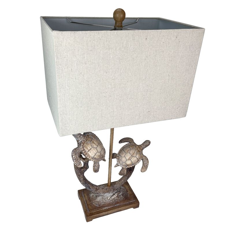 Set Of 2 Double Sea Turtle Table Lamps Coastal Nautical Resin 2775 W Shades image number 5