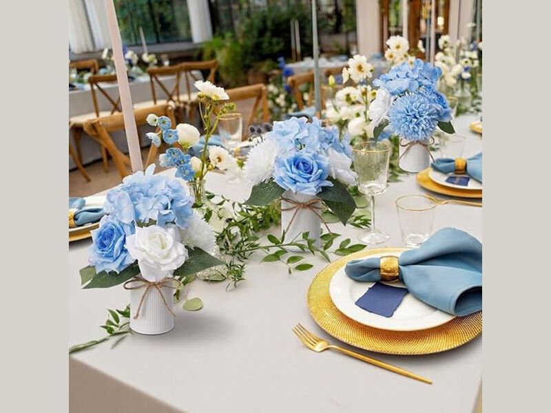 Blue Artificial Outdoor Plants Wedding Centerpiece Decor image number 1
