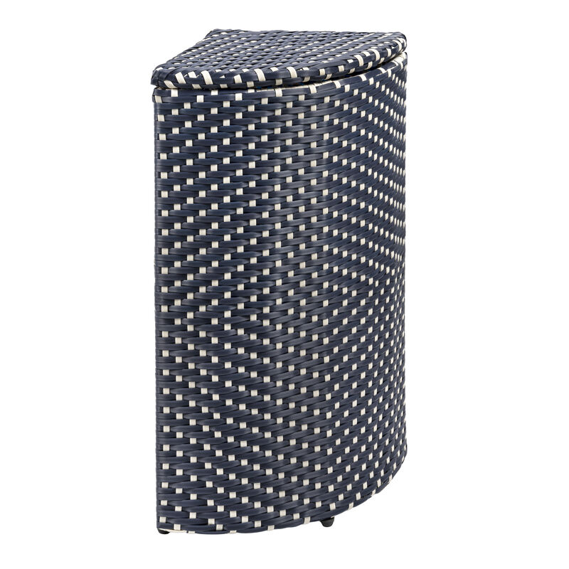 Chloe All-Weather Wicker/Metal Corner Hideaway Outdoor Trash Can