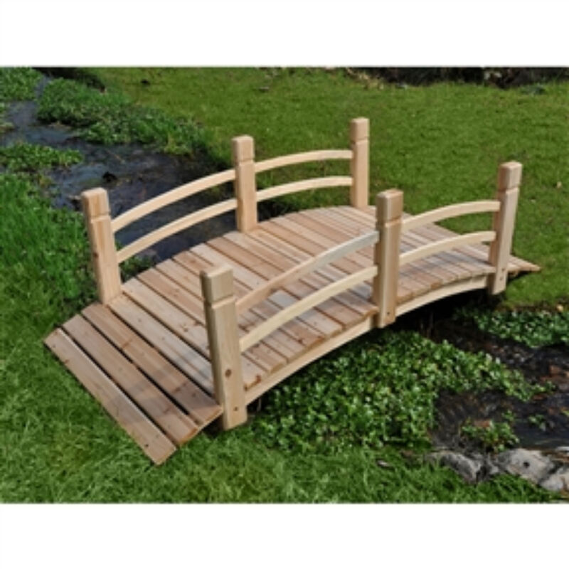 5-Ft Cedar Wood Garden Bridge with Railings for Outdoor Spaces image number 2