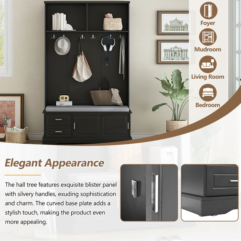 Merax Versatile Coat Rack Hall Tree with Sliding Doors