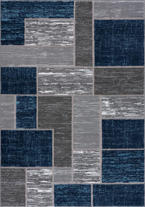 L'Baiet Verena Geometric Area Rug Blue Grey 8' x 10' Large Area Rugs Carpet for Living Room, Bedroom, Dining Table, Office, Hall