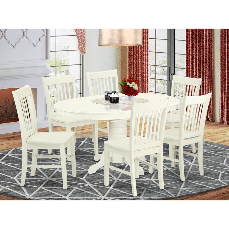 East West Furniture Dining Room Set Linen White, AVNO7-LWH-W