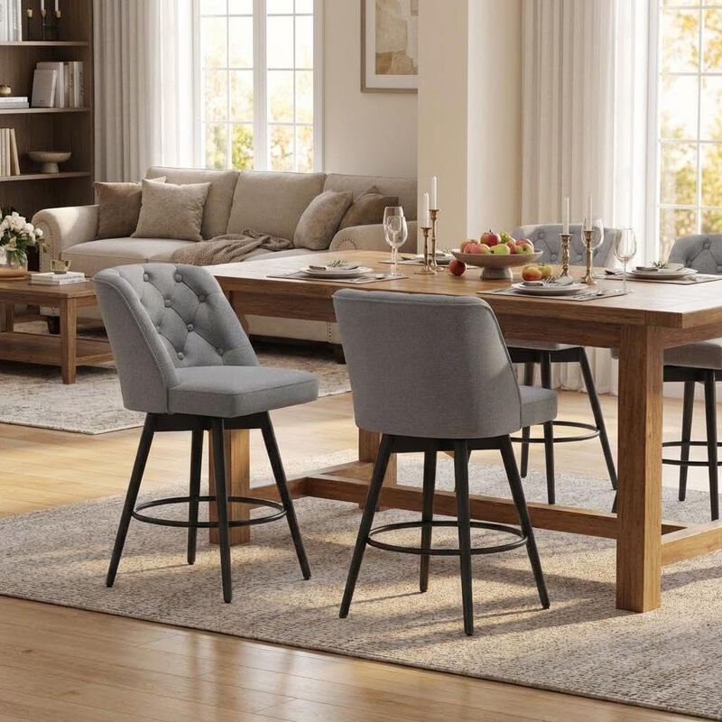 2‑Pack Swivel Bar Stools with Backs &ndash; 26" Counter Height, Modern Kitchen Island Chairs for Home Bar & Kitchen image number 4