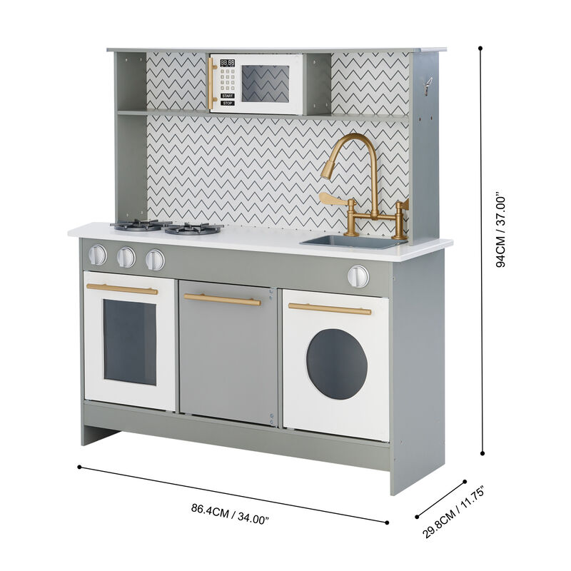 Little Chef Berlin Modern Play Kitchen with Accessories, Gray/White image number 5
