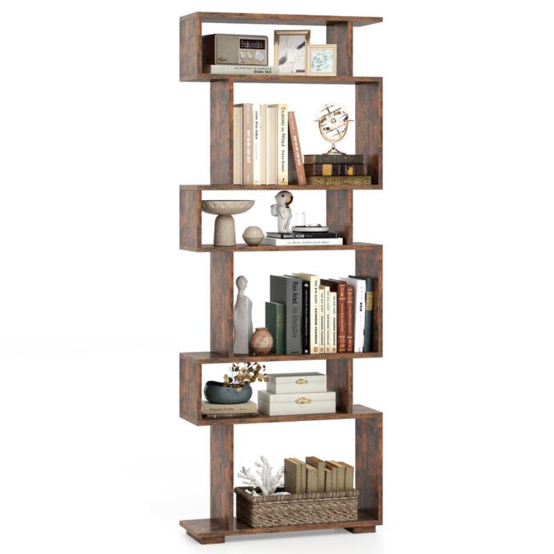 Hivvago 6-Tier Geometric Bookshelf with 2 Anti-Tipping Kits for Home Office