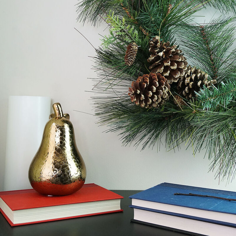 Artificial Mixed Pine with Pine Cones and Gold Glitter Christmas Wreath - 30 -Inch  Unlit image number 4