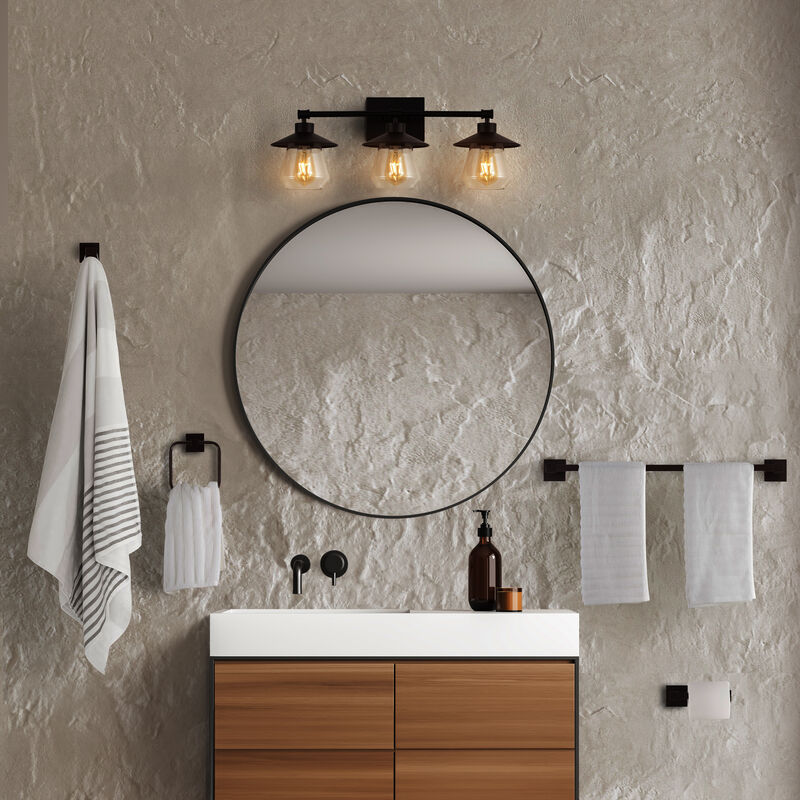 Avalon 26" 3-Light Farmhouse Cottage Vanity Light with Bathroom Hardware Accessory 5-Piece Set