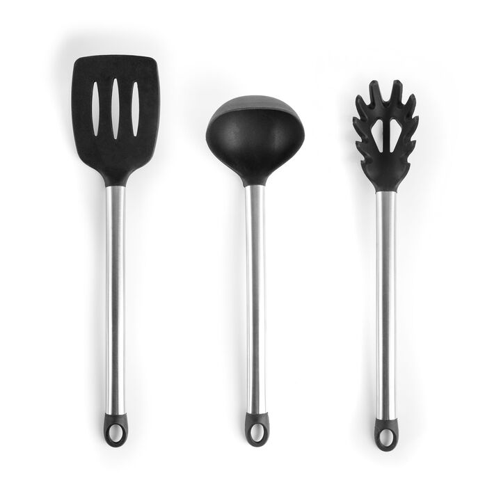 MegaChef Gray Silicone and Stainless Steel Cooking Utensils, Set of 14