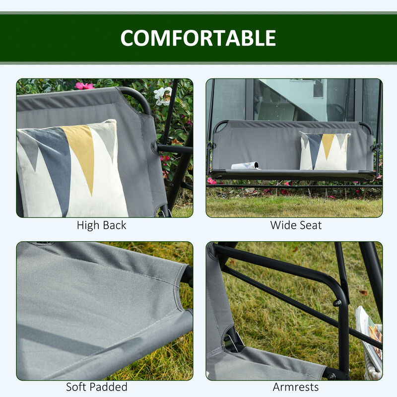 Hivvago 3-Person Outdoor Porch Swing with Stand image number 5