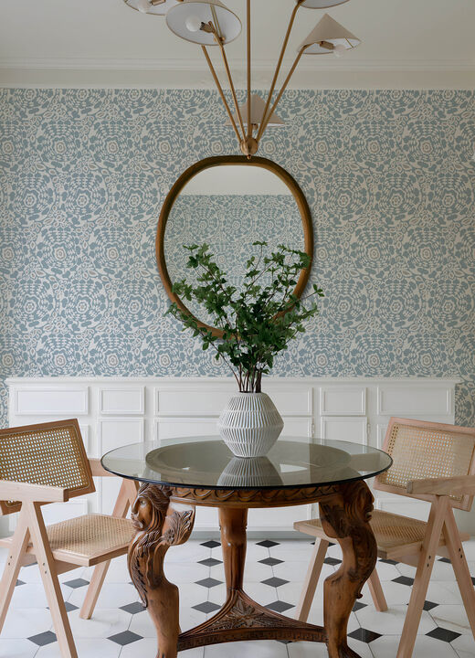 Divine Light Blue Abstract Medallion Wallpaper