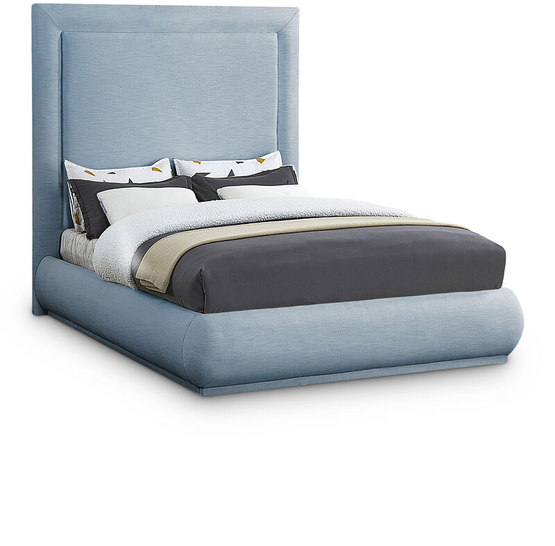 Meridian Furniture Brooke Light Blue Linen Textured Fabric King Bed image number 0